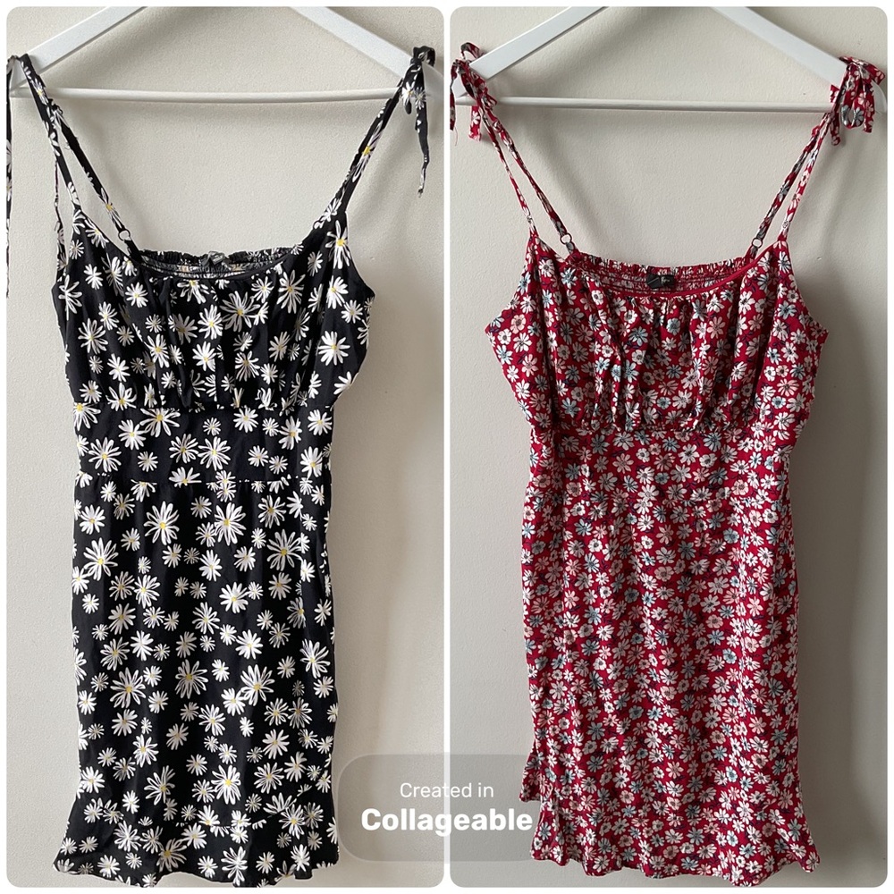BUNDLE of 2 Lily Rose Black and Red Ditzy Floral Skater Dresses Size XL